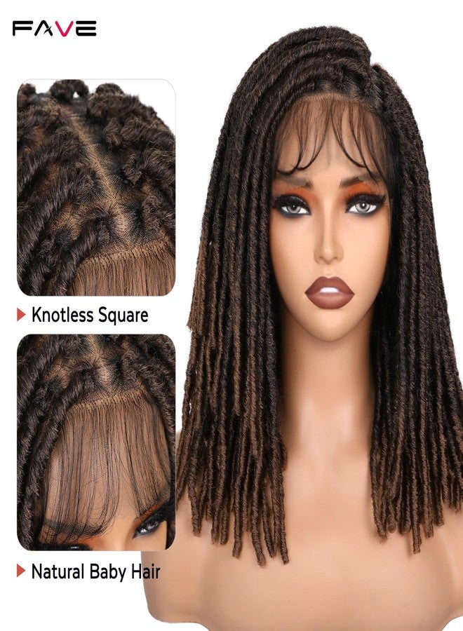 FAVE Soft Faux Locs Wig Synthetic Full Double Lace Dreadlock Wig Ombre Brown Braided Wigs for Black Women Dreads Wig for Women Natural Looking Part Free（Natural Color,280g） - Image 5